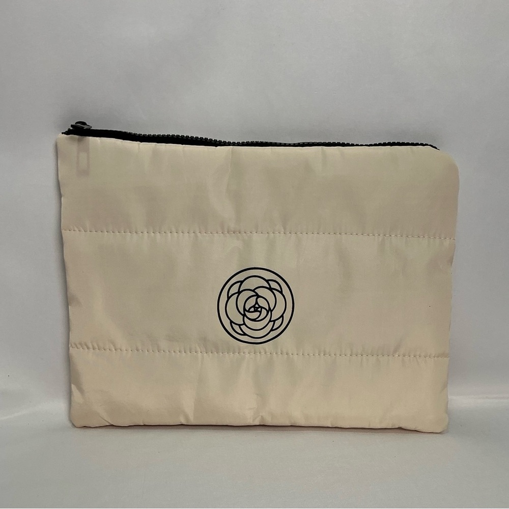 Ivory Quilted Pouch Camilla black flower Floral Logo Chanel